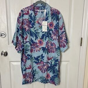 NEW TOMMY BAHAMA Hawaiian floral print silk blend short sleeve button down XXL